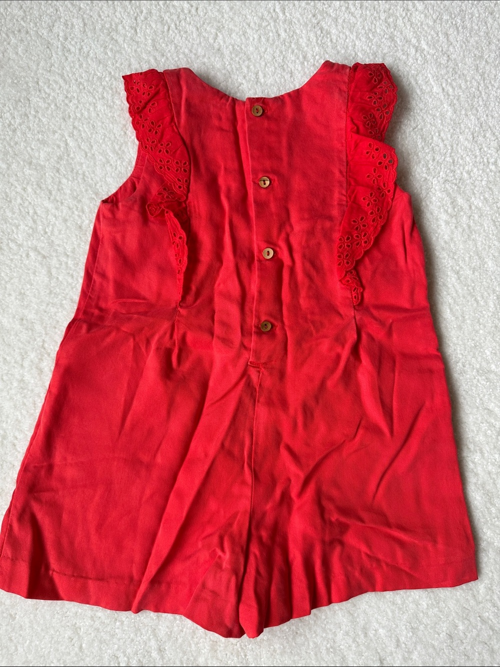 Zara Cherry Red Eyelet Ruffle Romper - Picture 3 of 3